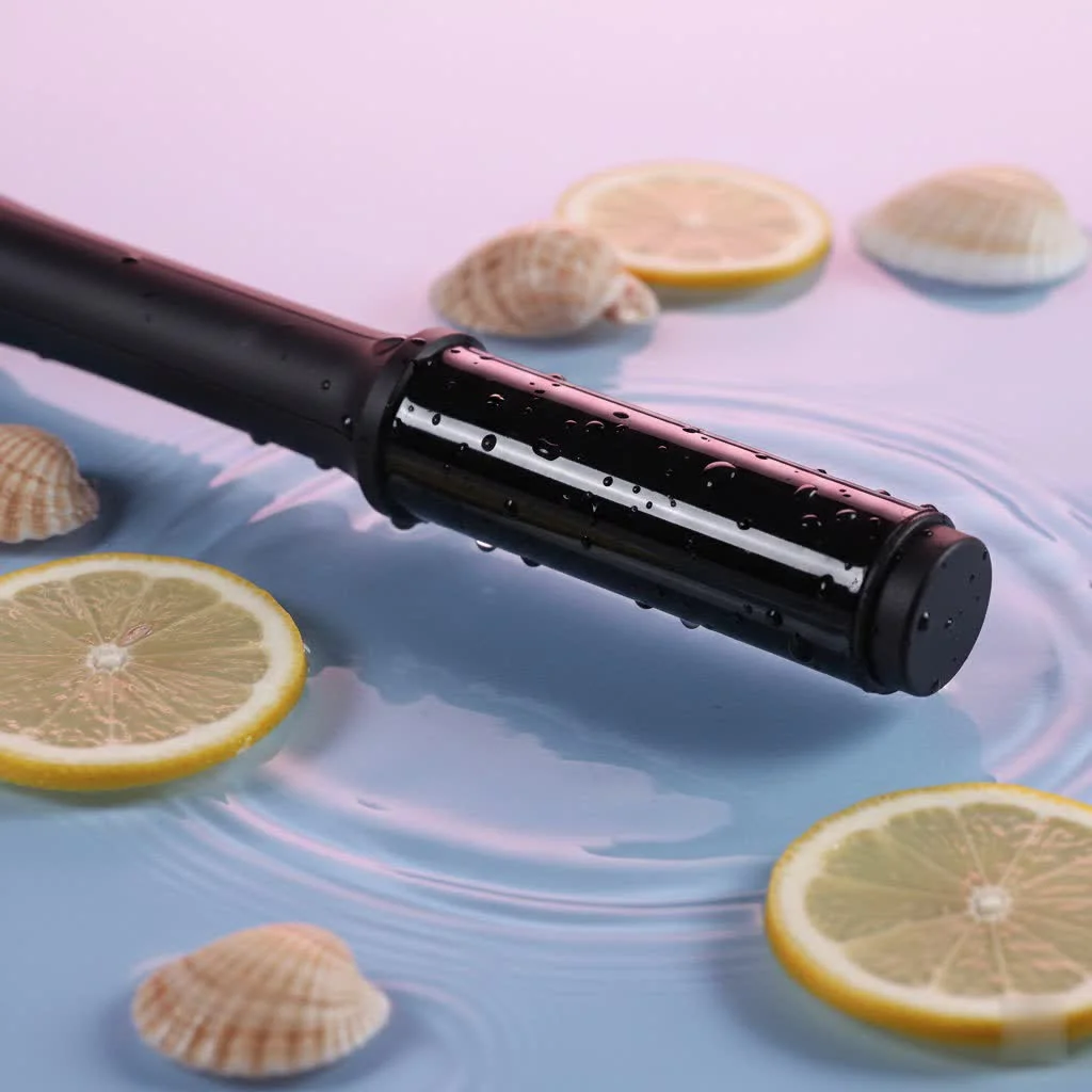 Woman styling her hair with an air hair curler