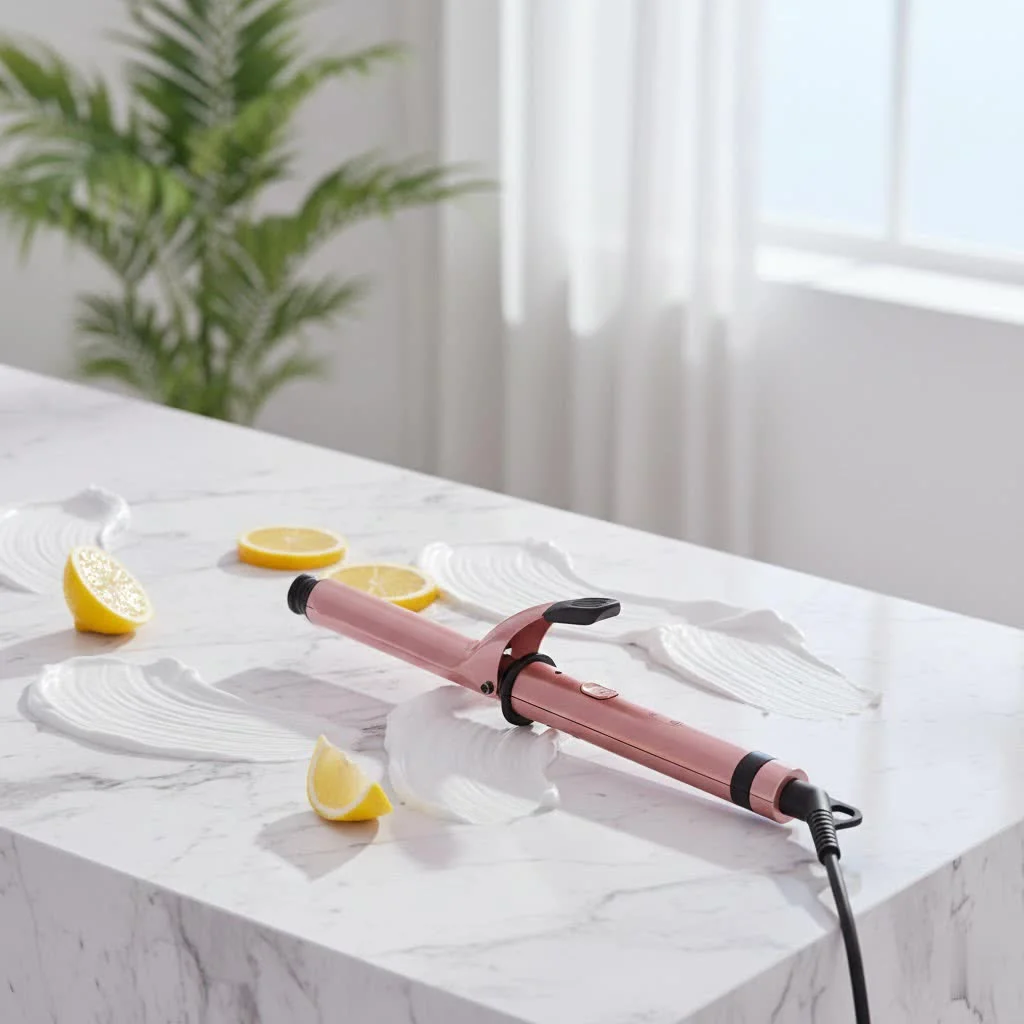 Stylist using a 1 inch hair curler to create bouncy curls