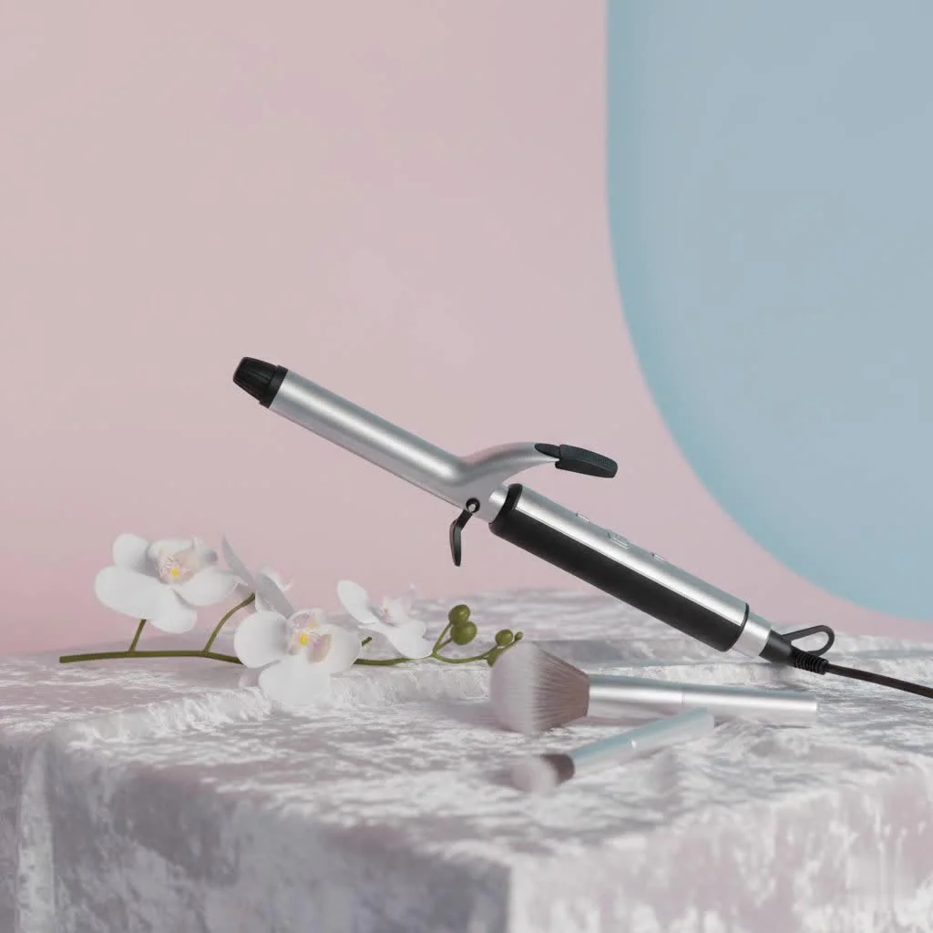 Woman styling her hair with a CHI hair curler
